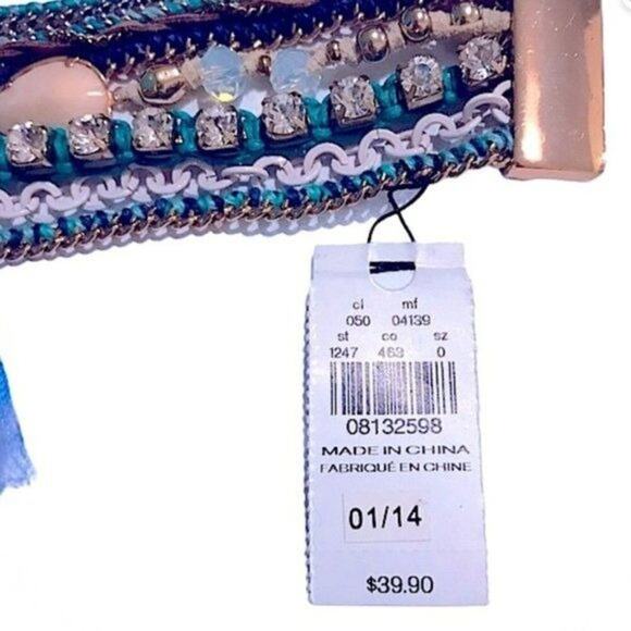 Express Boho Multi Strand Bracelet Magnetic Bracelet 7" Summer Beach Vibes Blue - Picture 4 of 7